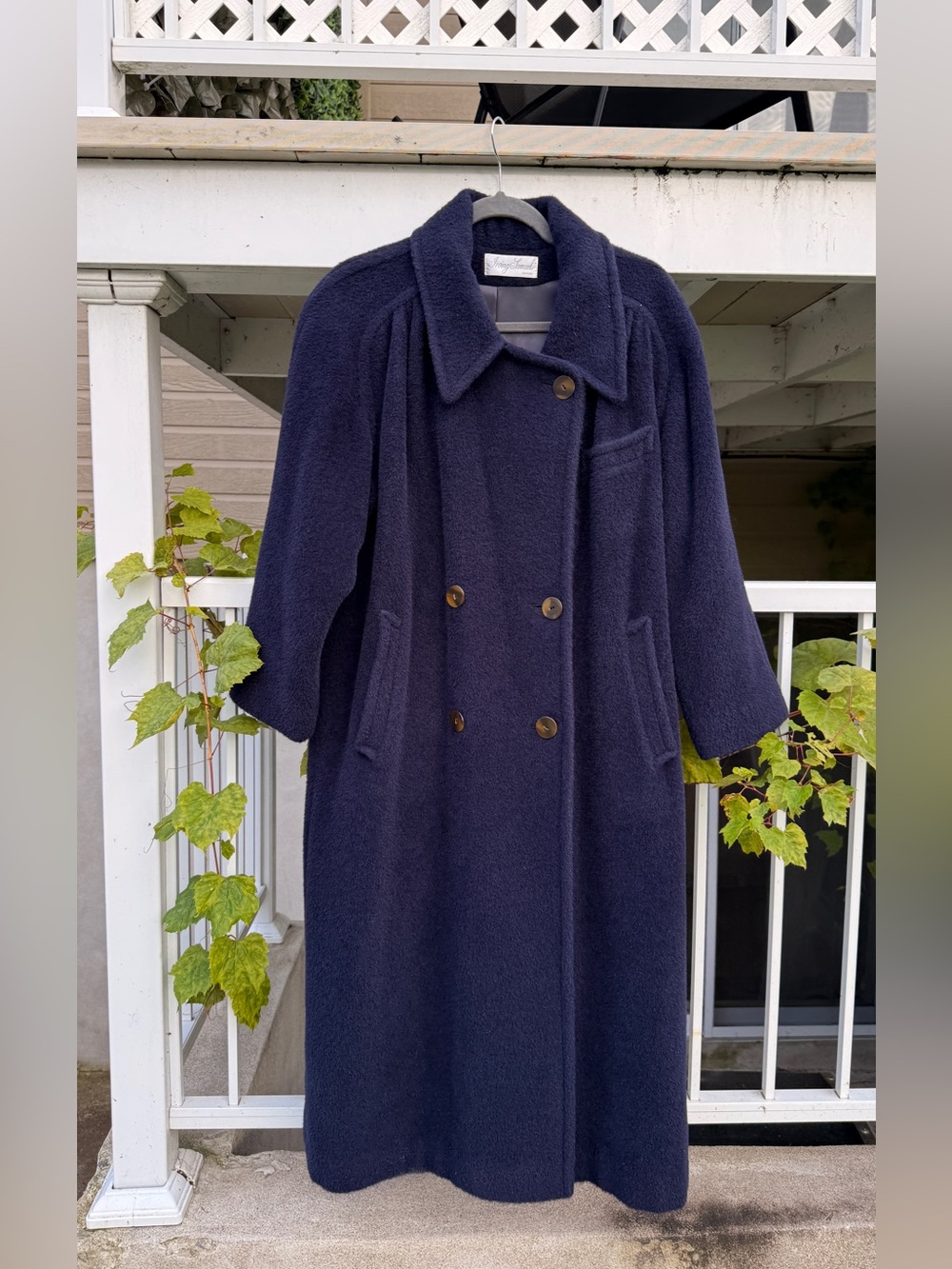 Vintage Irvin Samuel Women's Navy Double-Breasted Wool Coat